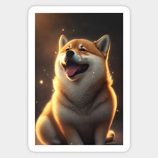 Happy Shiba Inu Dog Sticker by KoolArtDistrict